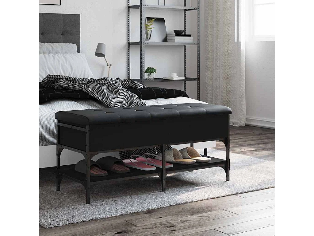 Schoenenbank 102x42x45 cm bewerkt hout zwart