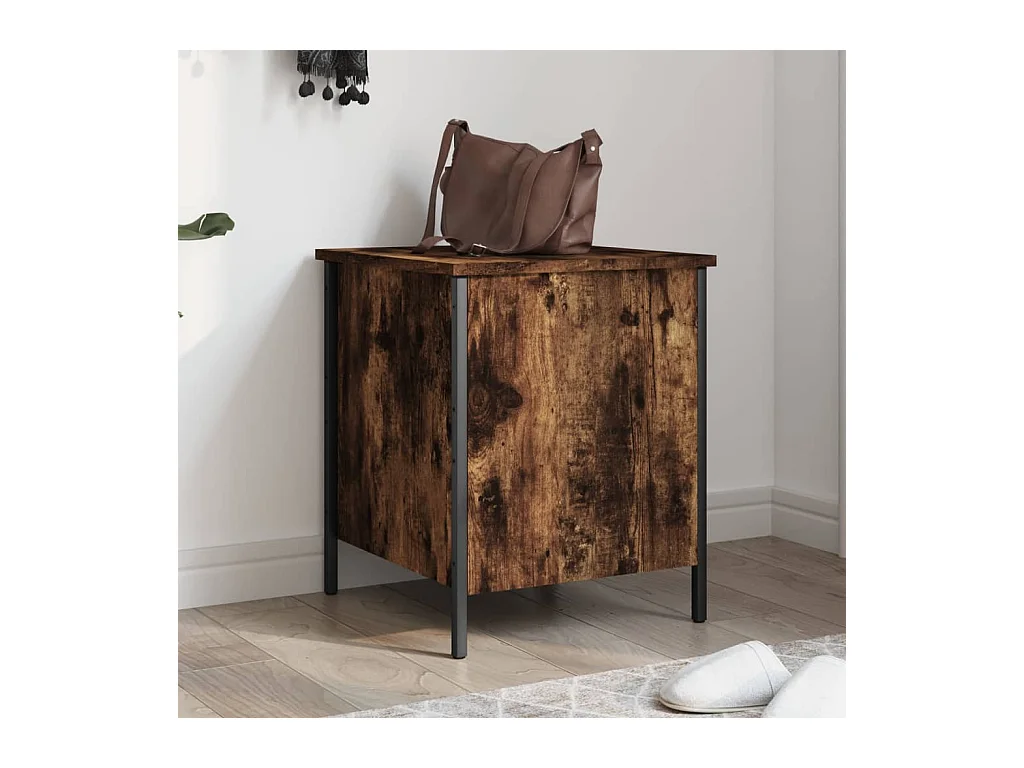 Banc de rangement chêne fumé 40x42,5x50 cm bois d'ingénierie