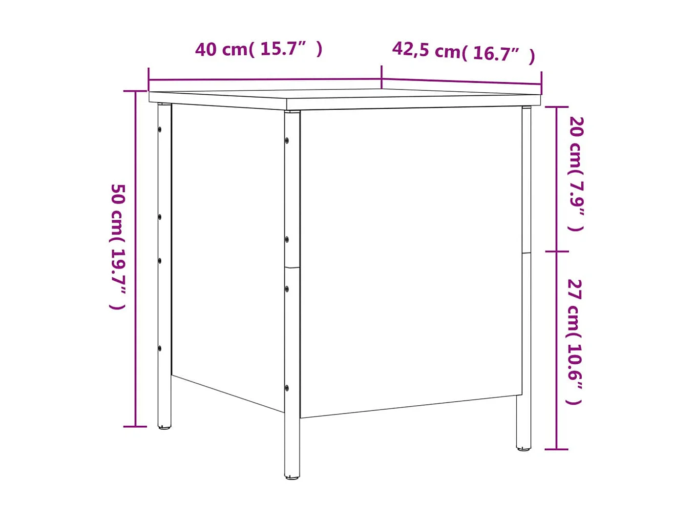Banc de rangement chêne fumé 40x42,5x50 cm bois d'ingénierie