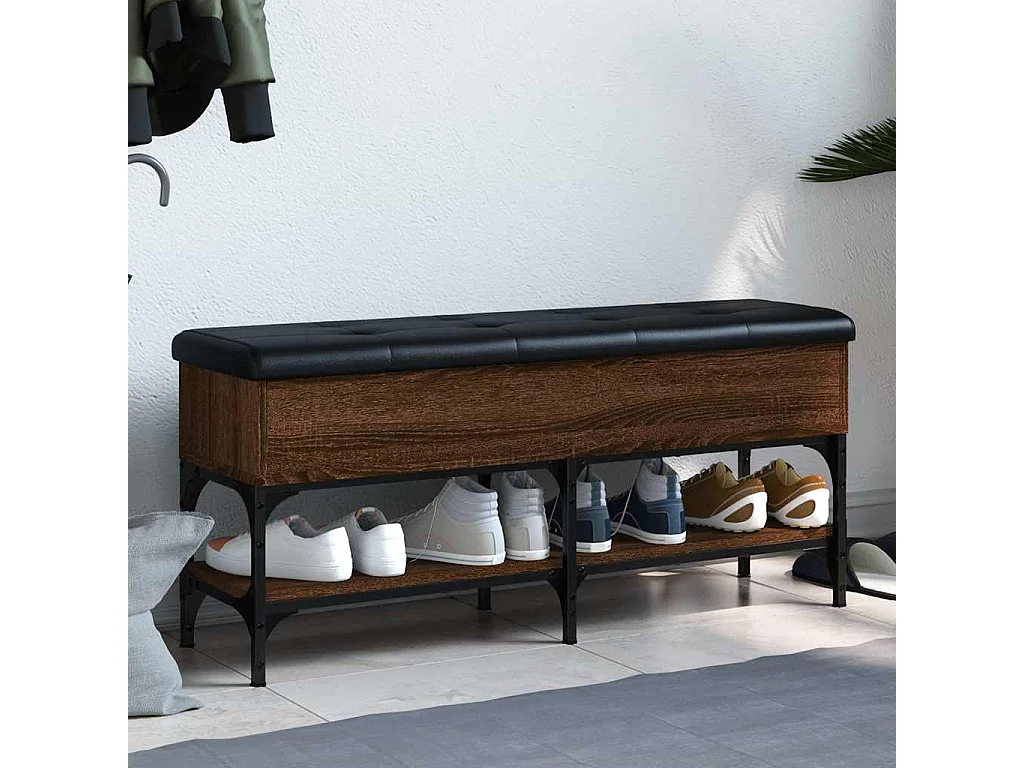 Banc à chaussures chêne marron 102x32x45 cm bois d'ingénierie