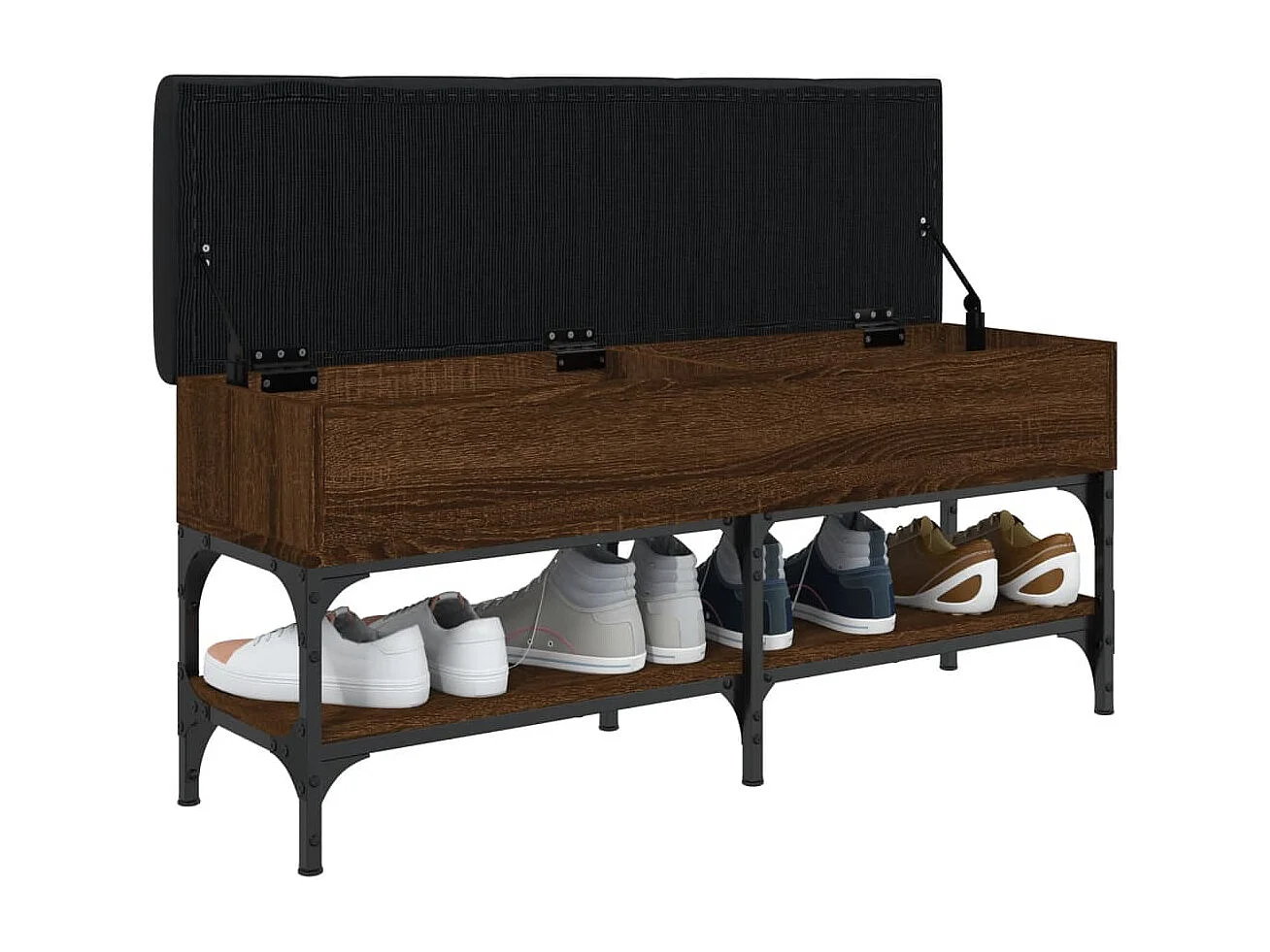 Banc à chaussures chêne marron 102x32x45 cm bois d'ingénierie