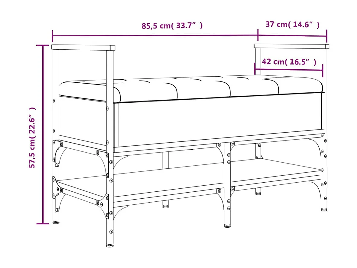 Schoenenbank 85,5x42x57,5 cm bewerkt hout gerookt eikenkleurig