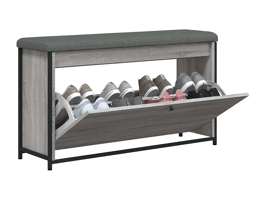 Banco sapateira gaveta articulada 102x32x56 cm cinzento sonoma