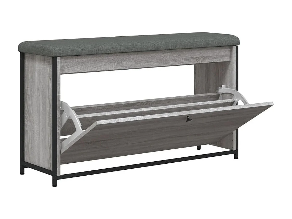 Banc à chaussures tiroir rabattable sonoma gris 102x32x56 cm