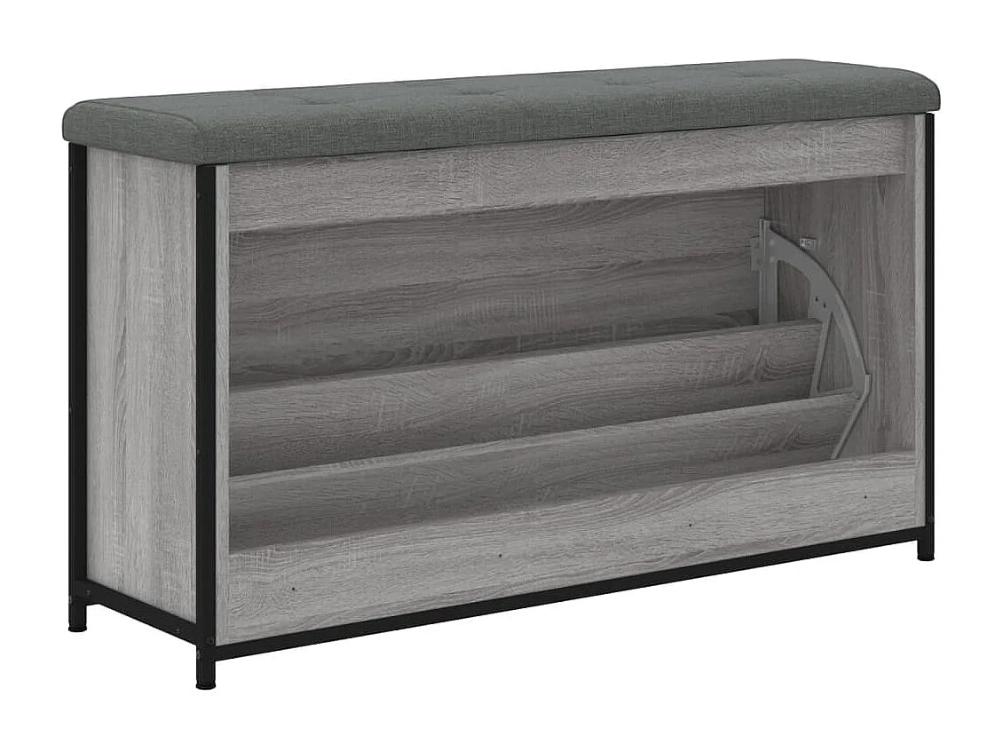Banc à chaussures tiroir rabattable sonoma gris 102x32x56 cm