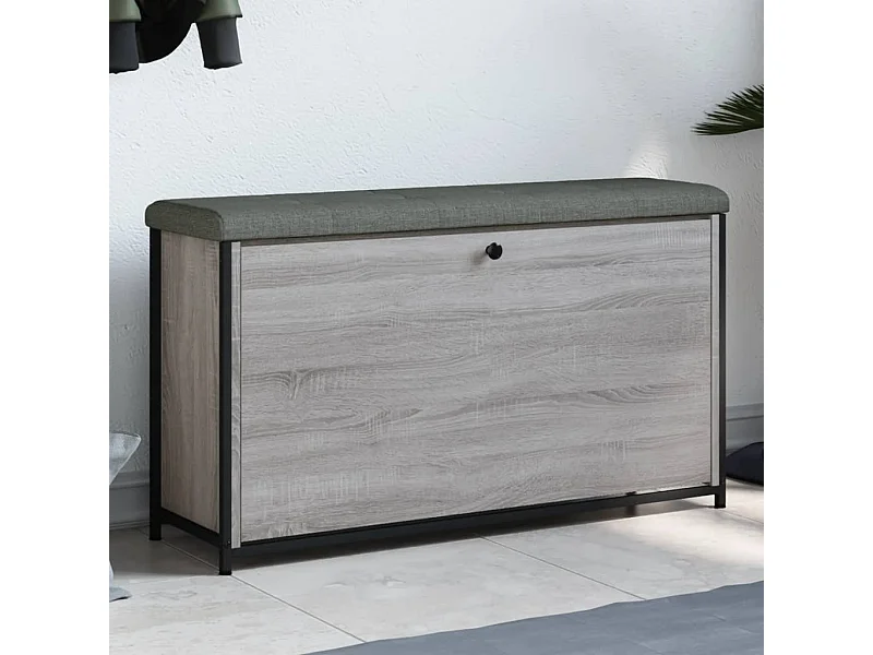 Panca Portascarpe Cassetto Ribaltabile Grigio Sonoma 102x32x56