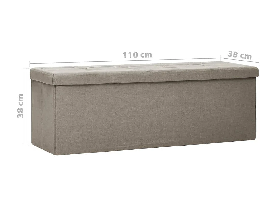 Banc de rangement pliable Taupe Faux lin