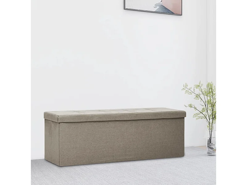 Banc de rangement pliable Taupe Faux lin