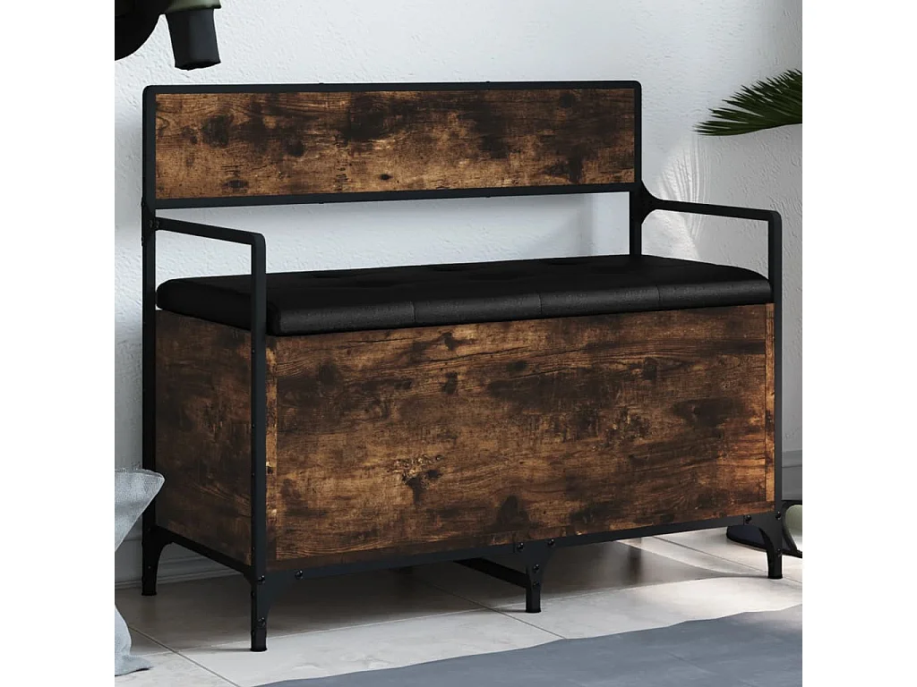 Banc de rangement chêne fumé 85,5x42x73,5 cm bois d'ingénierie