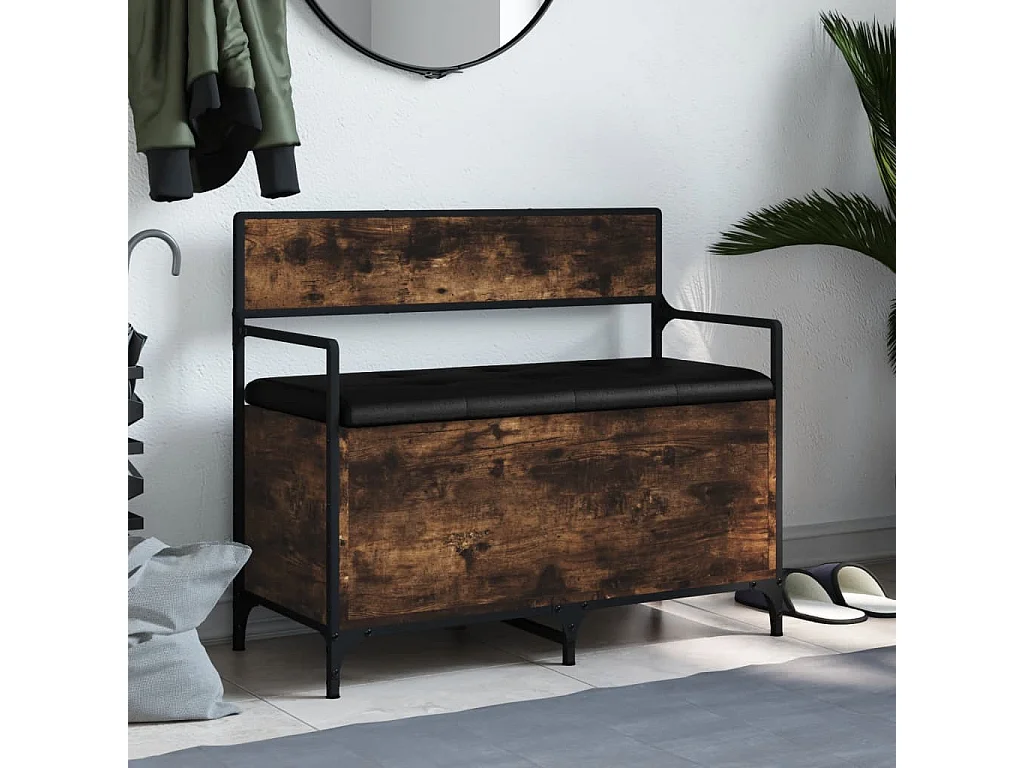 Banc de rangement chêne fumé 85,5x42x73,5 cm bois d'ingénierie