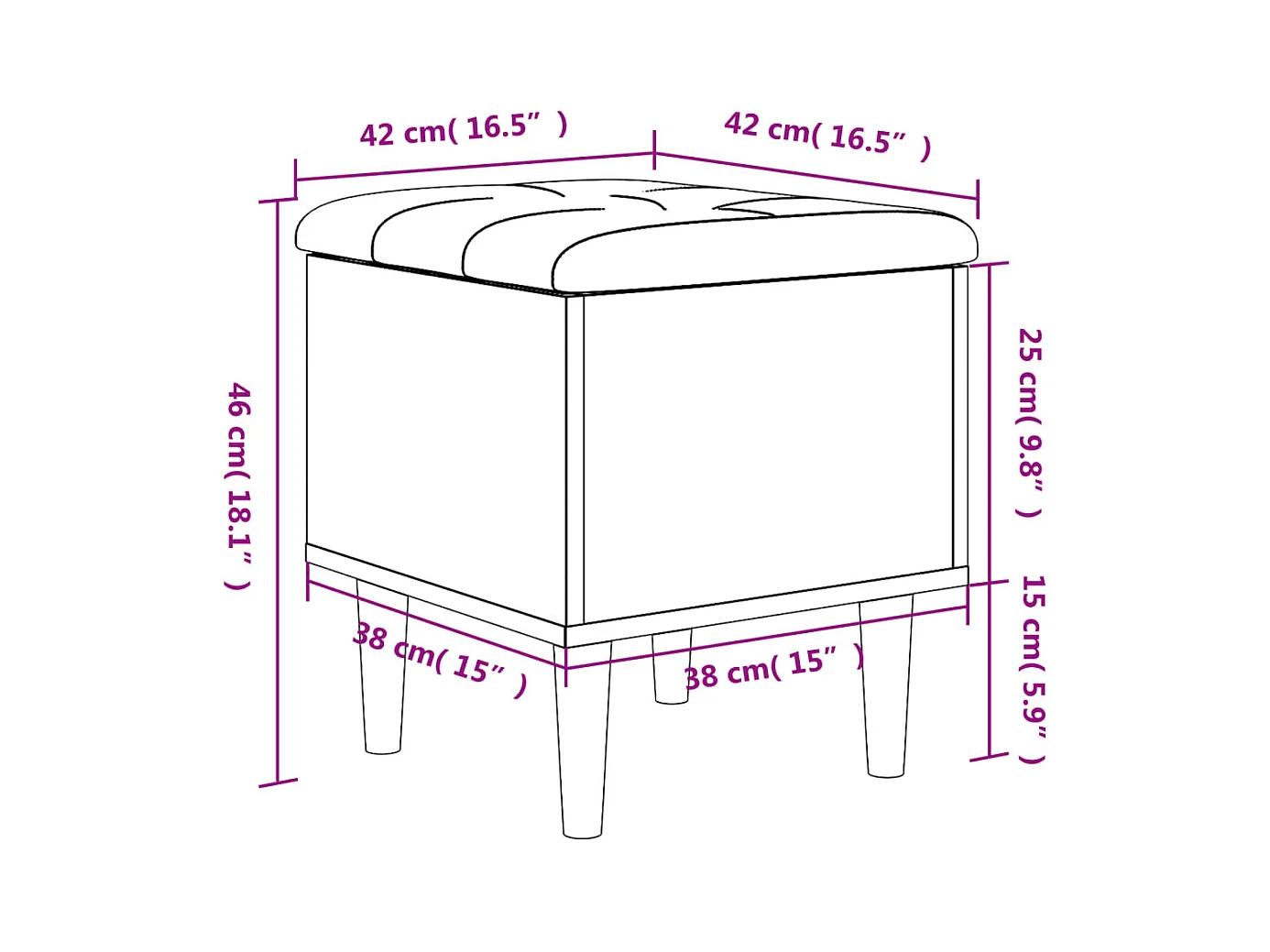Banco con almacenaje madera de ingeniería blanco 42x42x46 cm