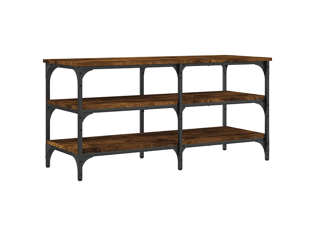 Schoenenbankje 100x38,5x49 cm bewerkt hout gerookt eikenkleurig