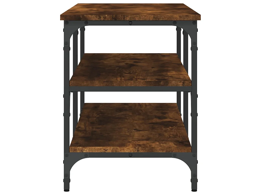 Schoenenbankje 100x38,5x49 cm bewerkt hout gerookt eikenkleurig