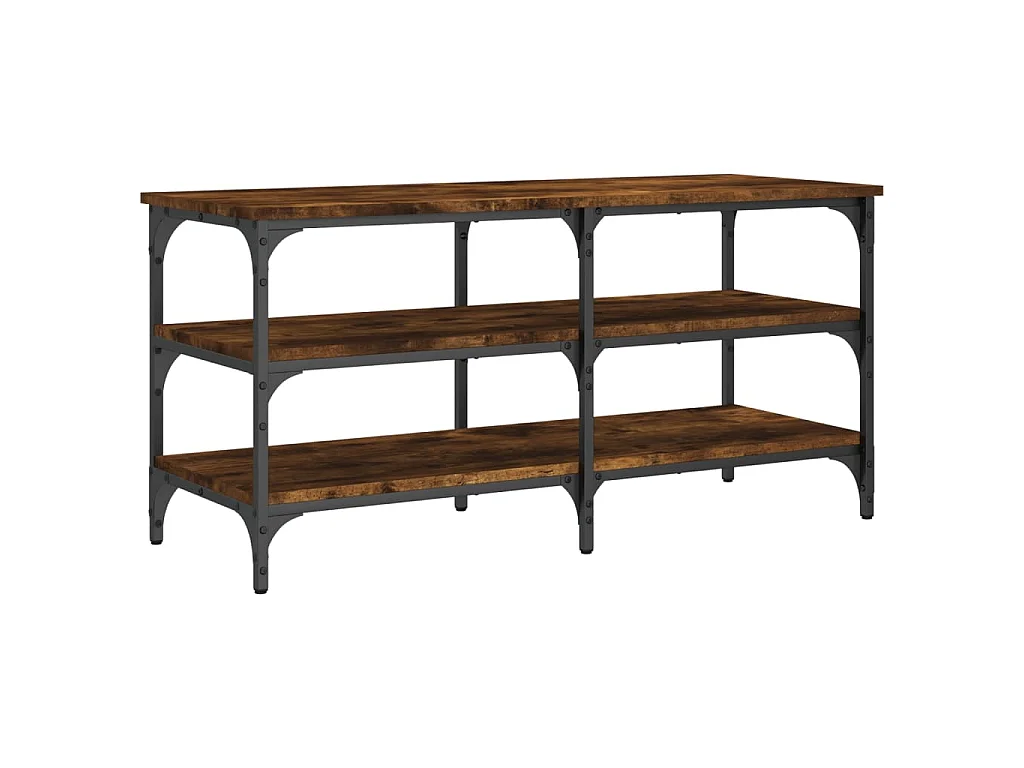 Schoenenbankje 100x38,5x49 cm bewerkt hout gerookt eikenkleurig