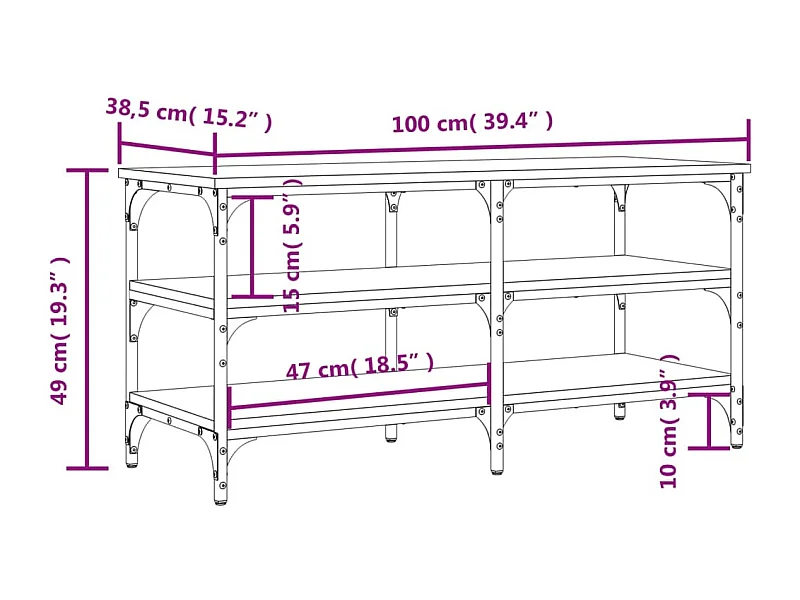 Panca Porta Scarpe Rovere Fumo 100x38,5x49cm Legno Multistrato