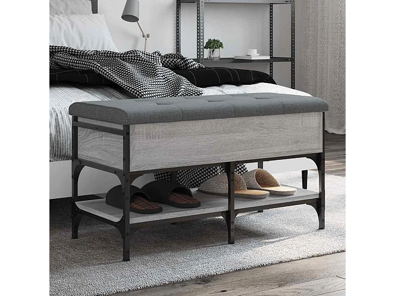 Schoenenbank 82x42x45 cm bewerkt hout grijs sonoma eikenkleurig