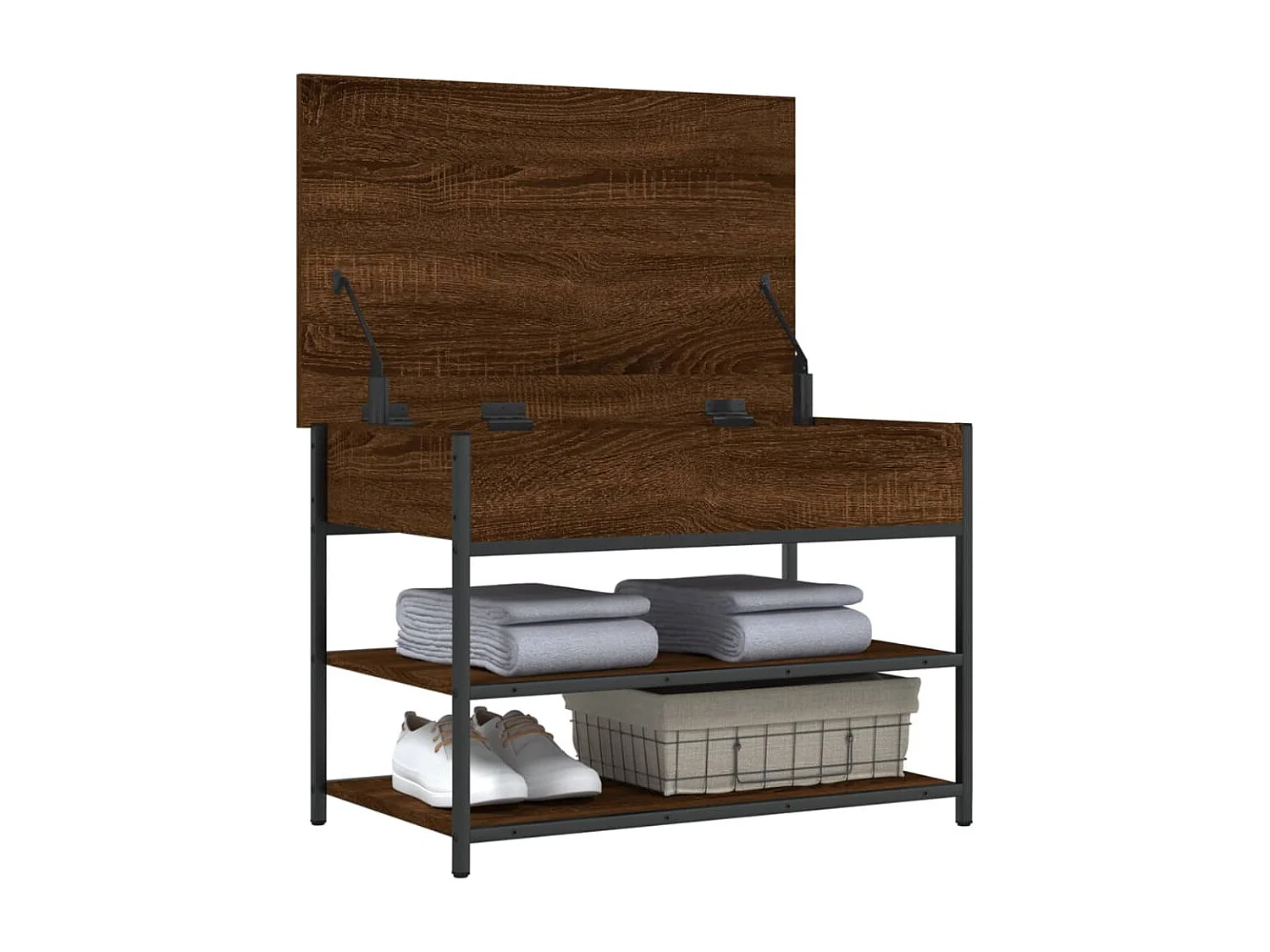 Banc à chaussures chêne marron 70x42,5x50 cm bois d'ingénierie