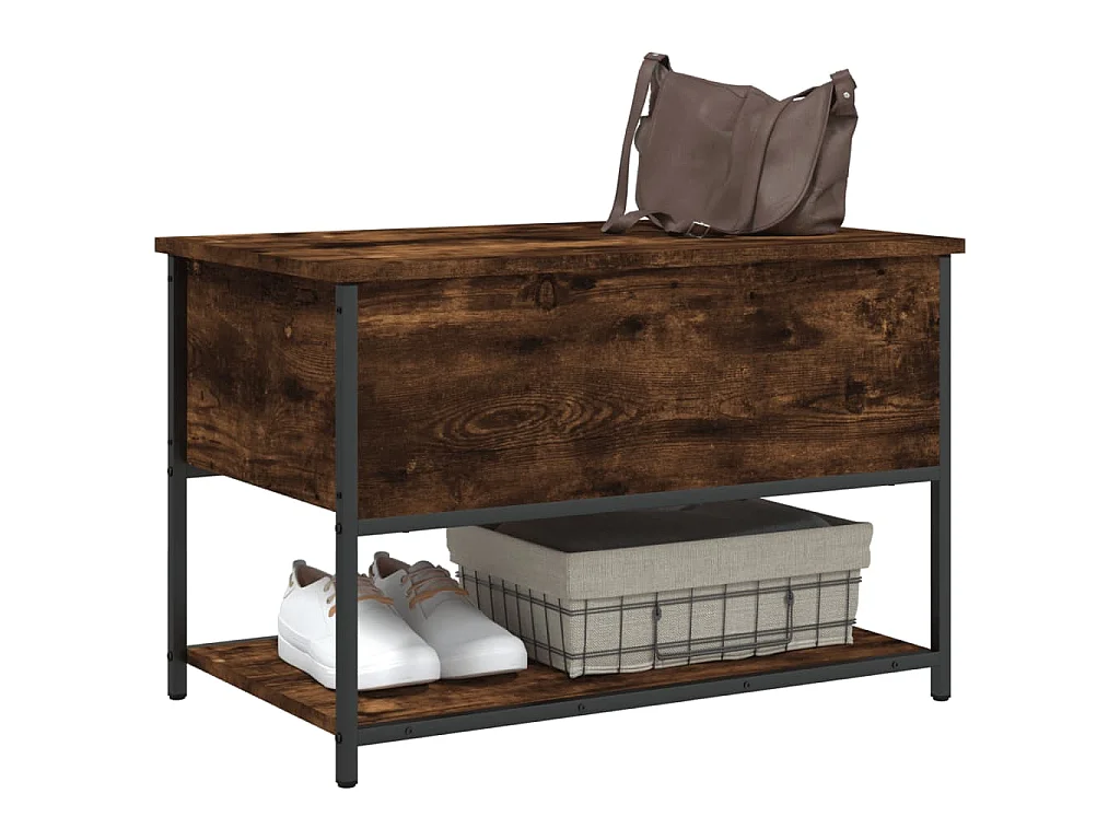 Banc de rangement chêne fumé 70x42,5x47 cm bois d'ingénierie