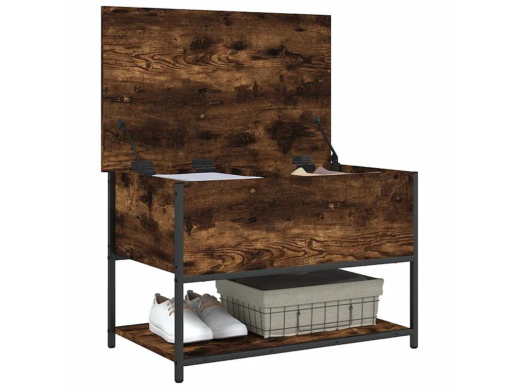 Banc de rangement chêne fumé 70x42,5x47 cm bois d'ingénierie