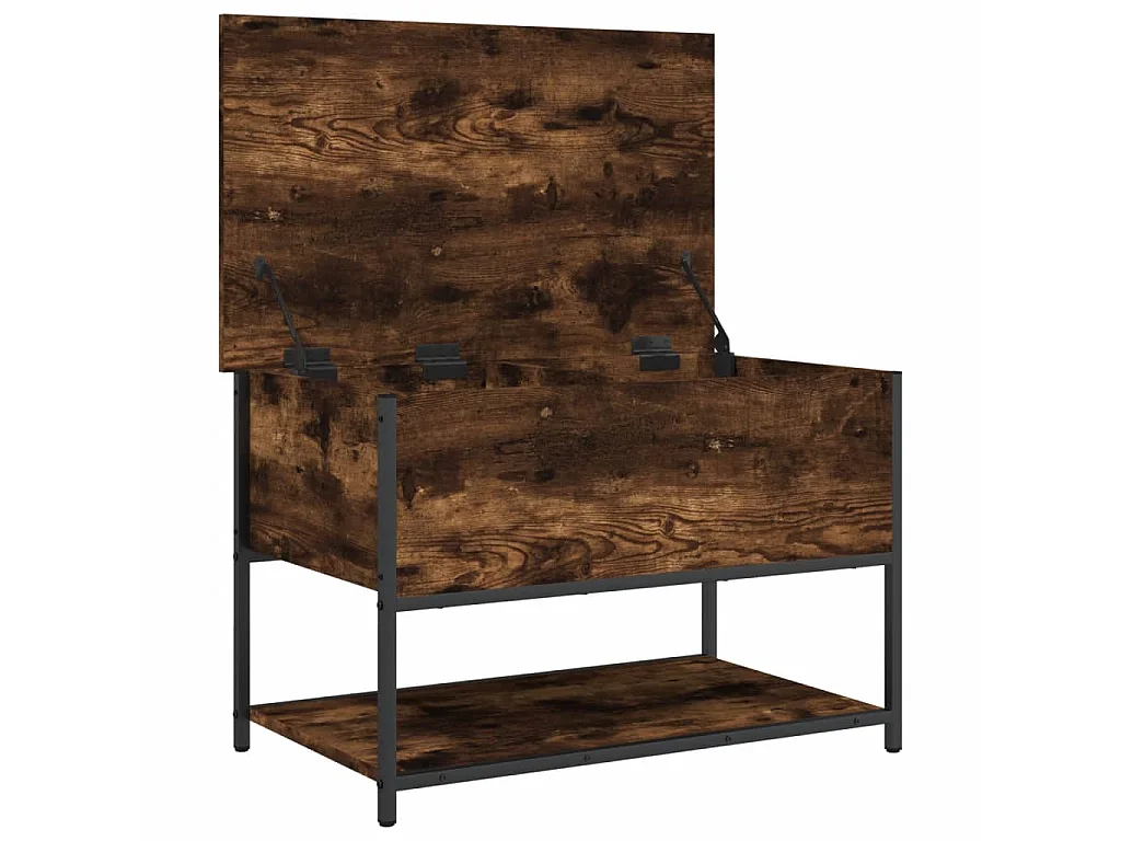 Banc de rangement chêne fumé 70x42,5x47 cm bois d'ingénierie