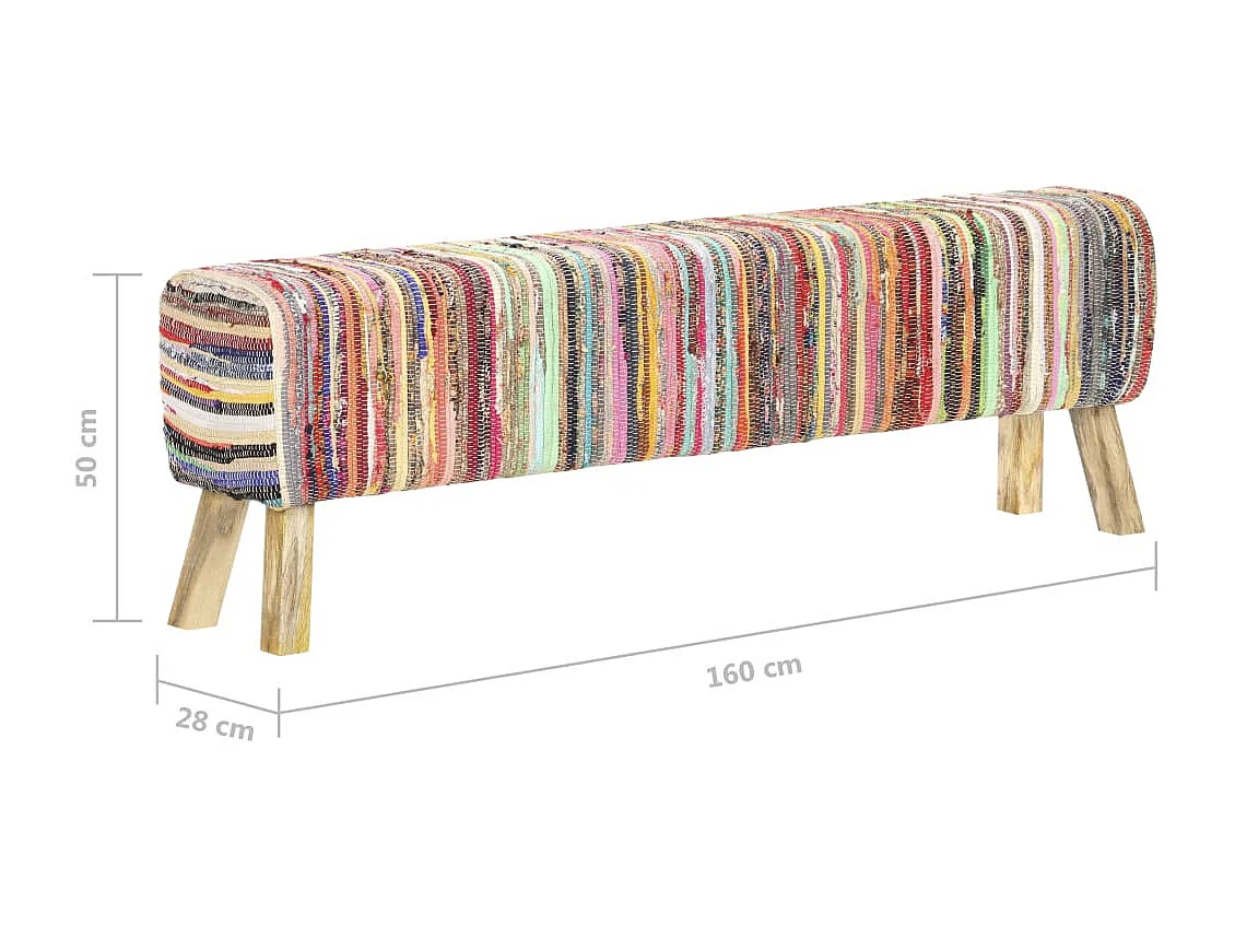 Bank 160 cm Mehrfarbig Chindi-Stoff