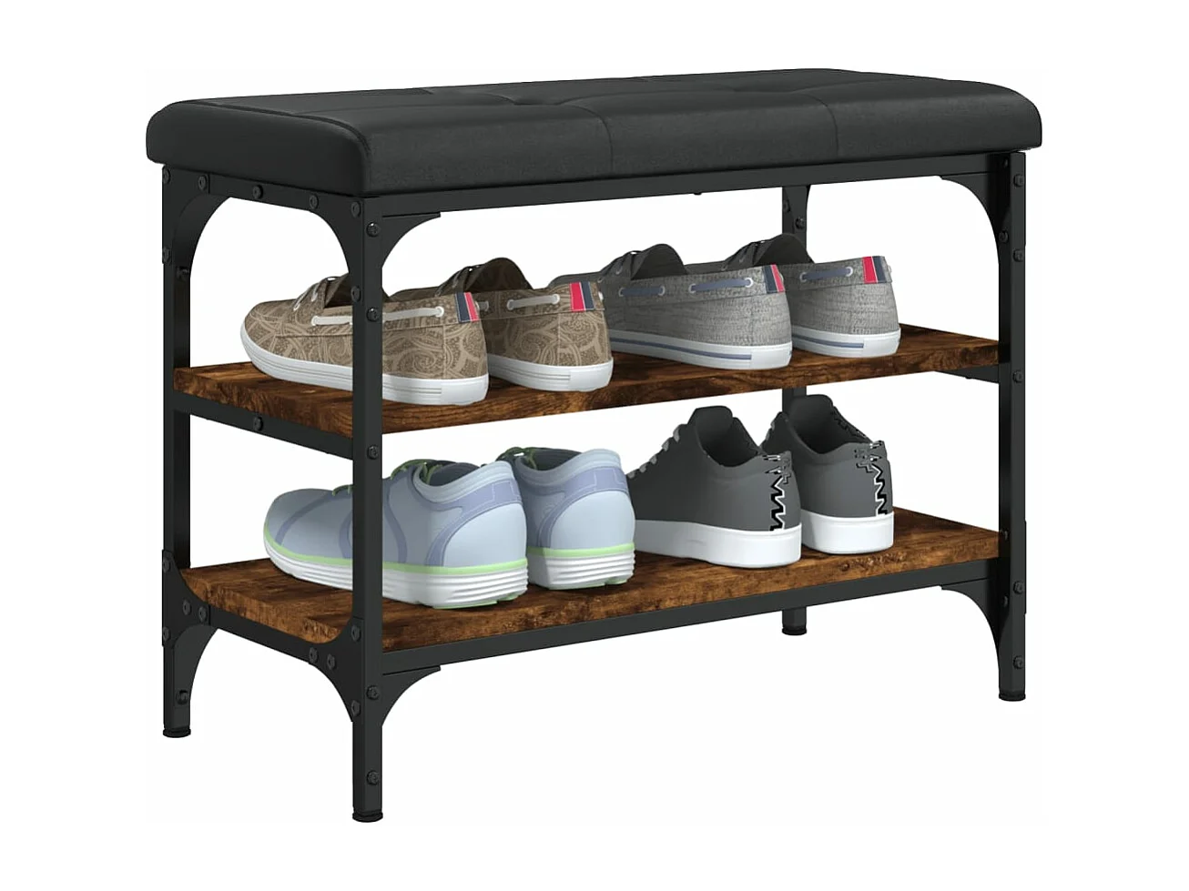 Banc à chaussures chêne fumé 62x32x47 cm bois d'ingénierie