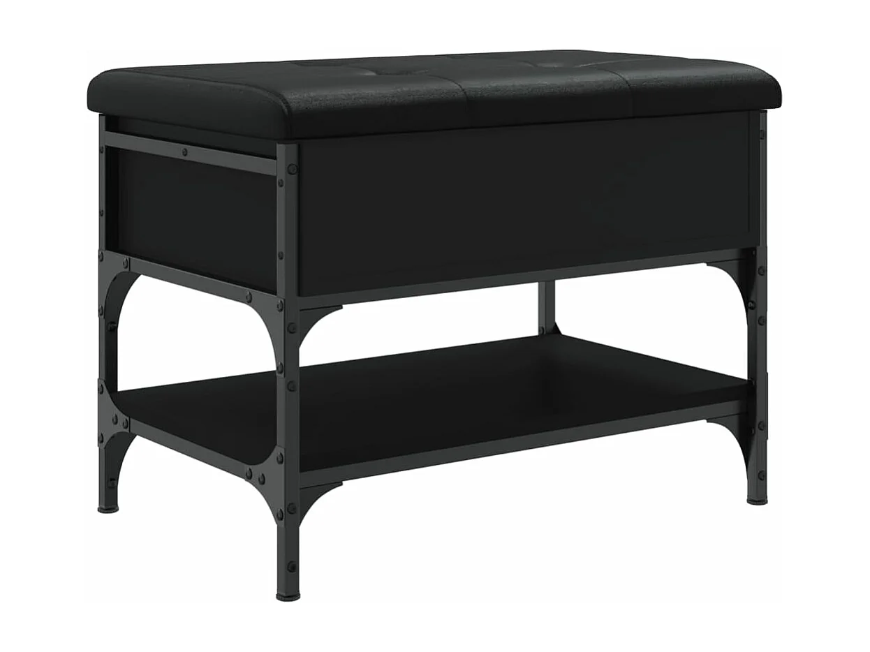 Panca Porta Scarpe Nera 62x42x45 cm in Legno Multistrato