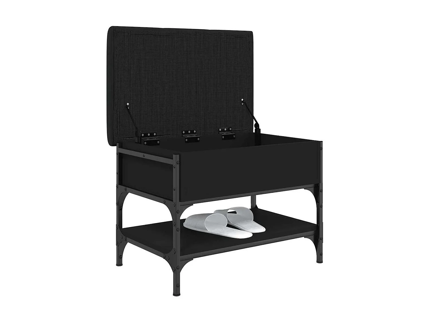 Banco zapatero madera de ingeniería negro 62x42x45 cm