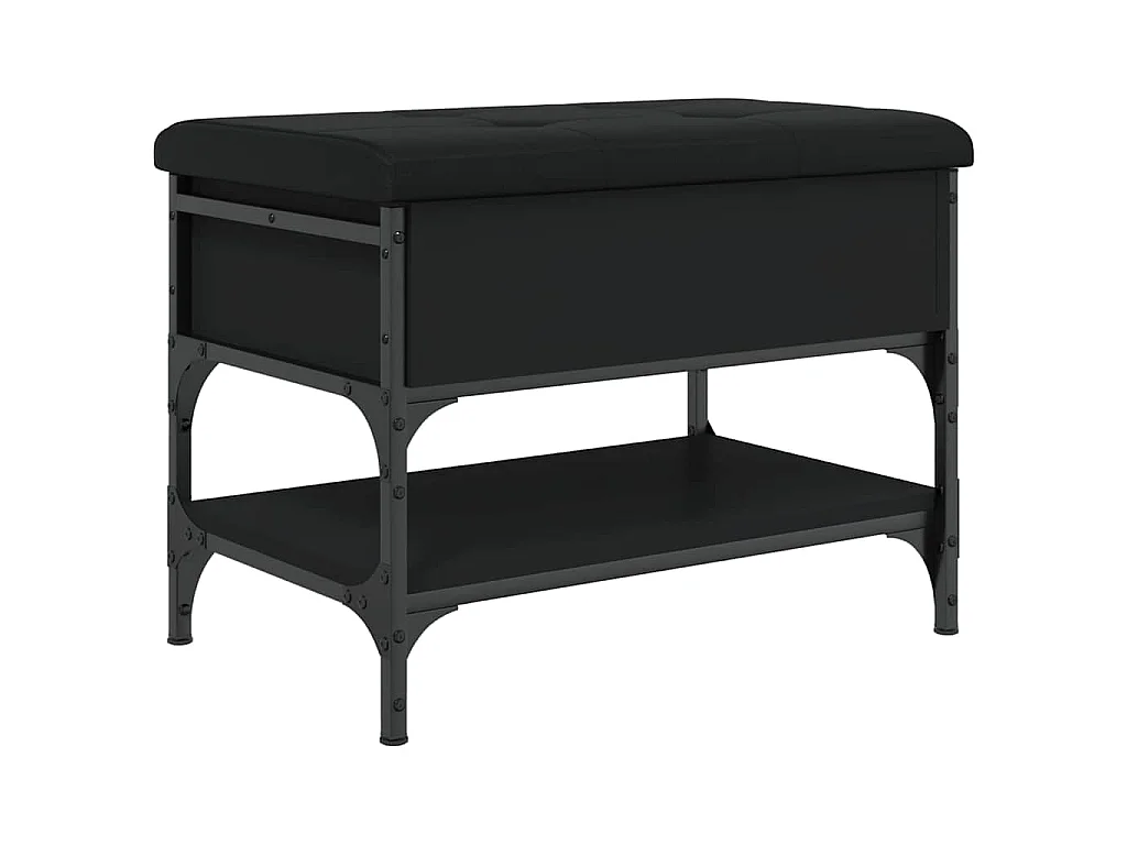 Banc à chaussures noir 62x42x45 cm bois d'ingénierie