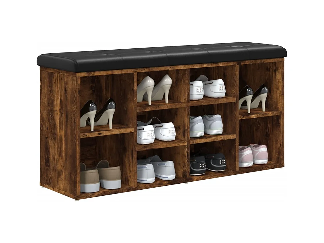 Banco zapatero madera de ingeniería roble ahumado 102x32x50 cm