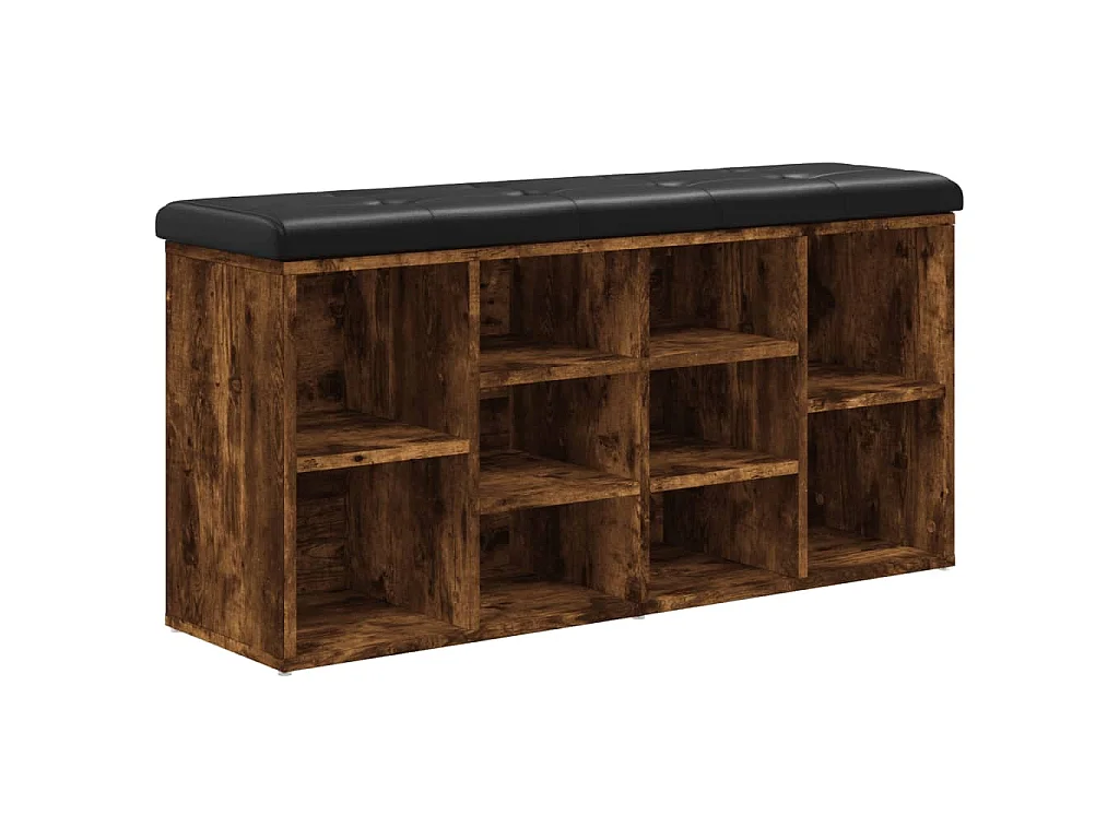 Banc à chaussures chêne fumé 102x32x50 cm bois d'ingénierie