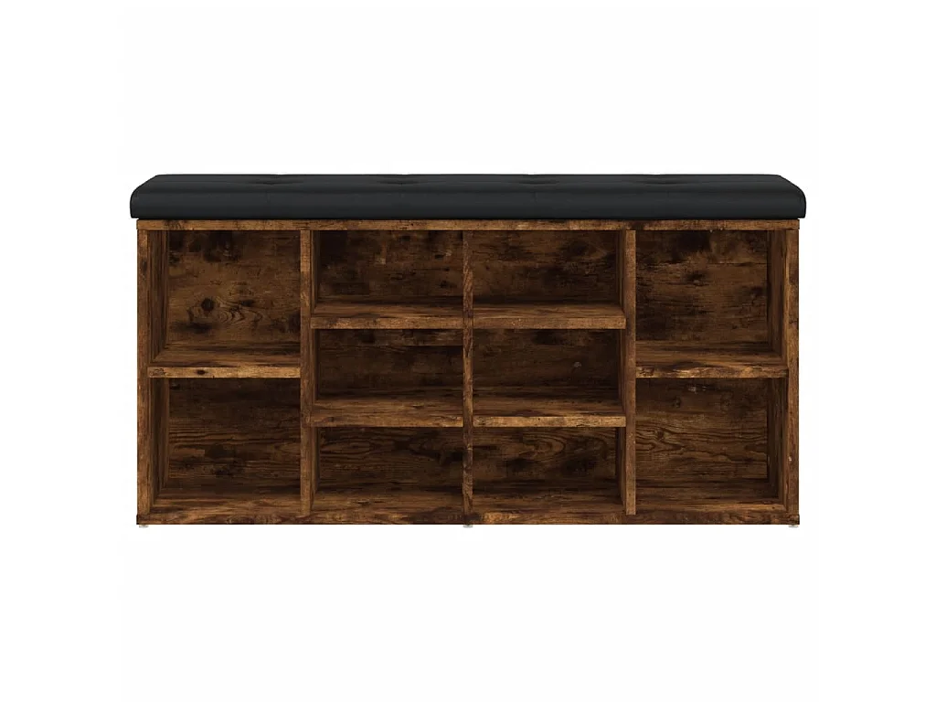 Banc à chaussures chêne fumé 102x32x50 cm bois d'ingénierie