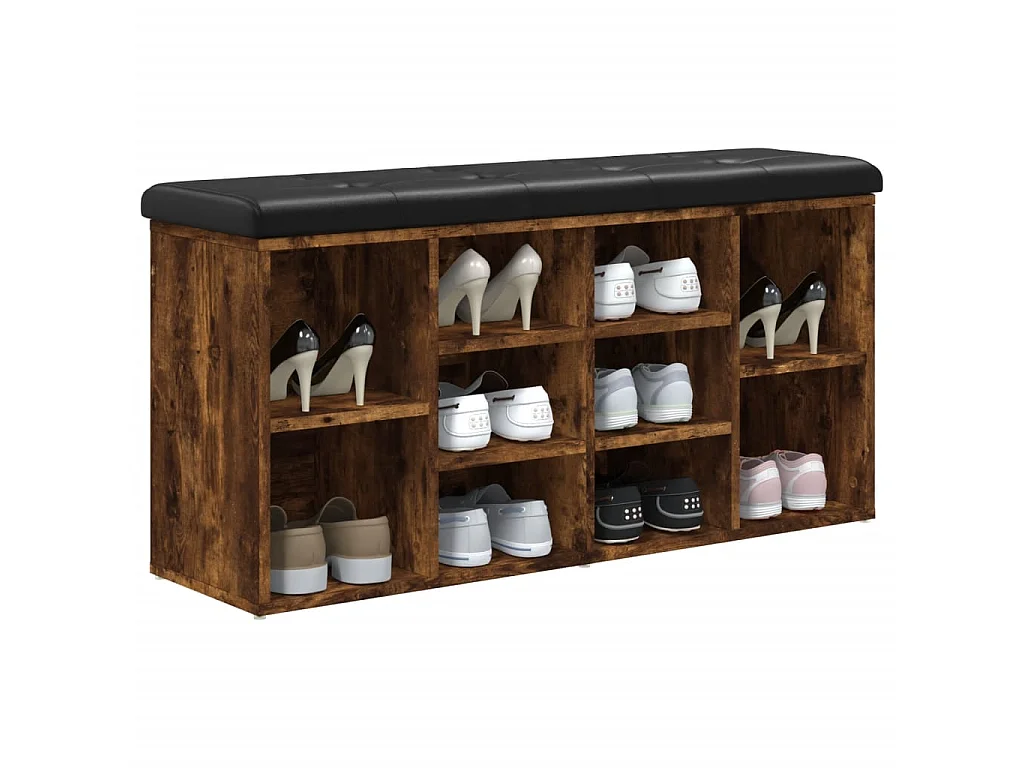 Banc à chaussures chêne fumé 102x32x50 cm bois d'ingénierie