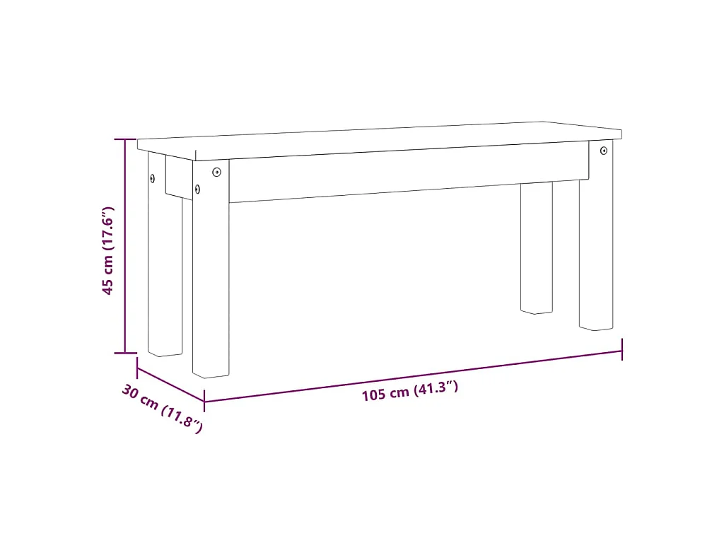 Banc à manger PANAMA 105x30x45 cm bois massif de pin
