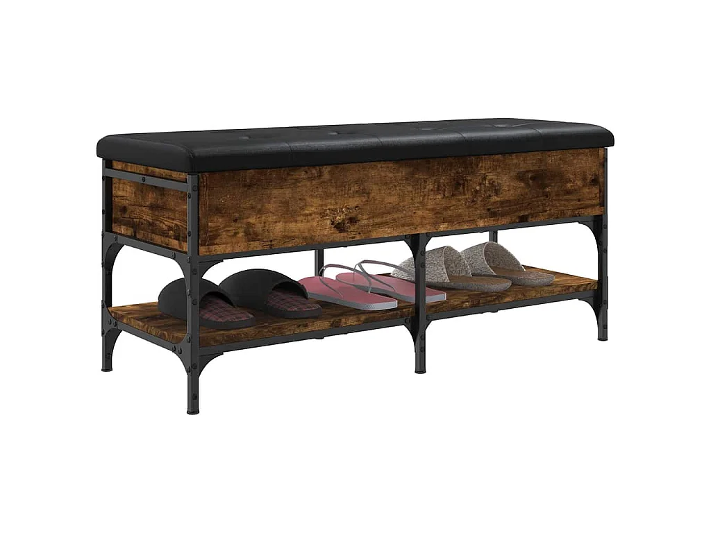 Schoenenbank 102x42x45 cm bewerkt hout gerookt eikenkleurig