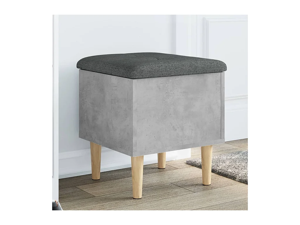 Banc de rangement gris béton 42x42x46 cm bois d'ingénierie