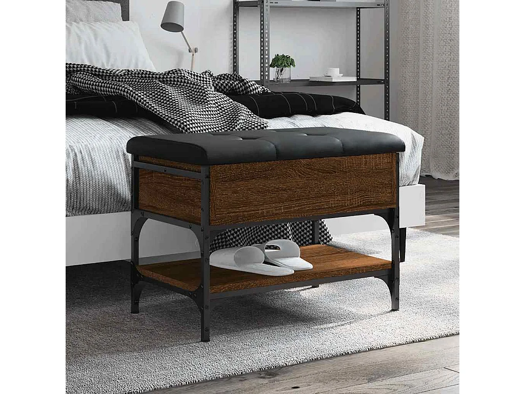 Schuhbank Braun Eichen-Optik 62x42x45 cm Holzwerkstoff