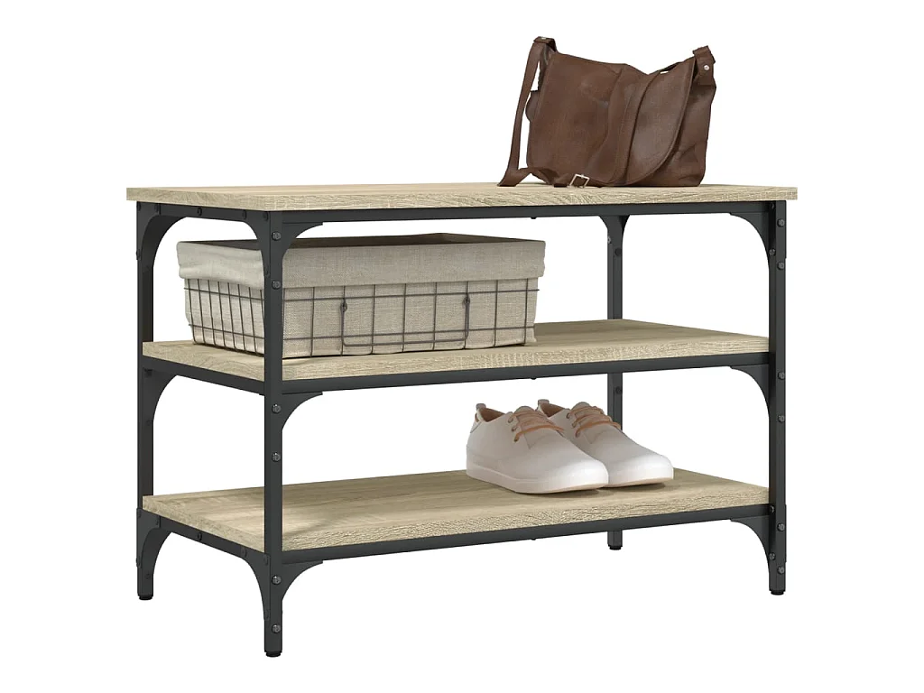 Schoenenbankje 70x38,5x49 cm bewerkt hout sonoma eikenkleurig