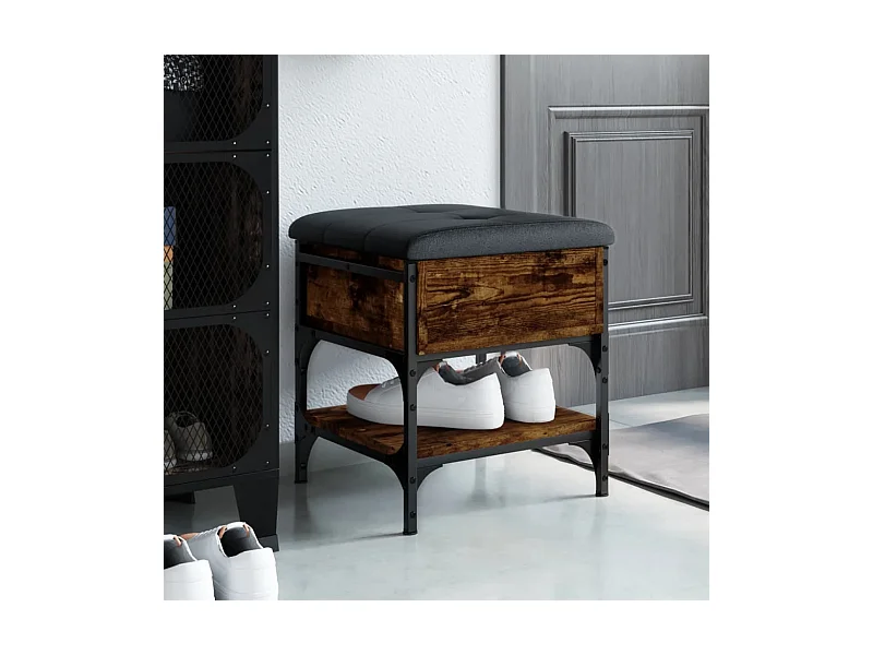 Schoenenbank 42x42x45 cm bewerkt hout gerookt eikenkleurig