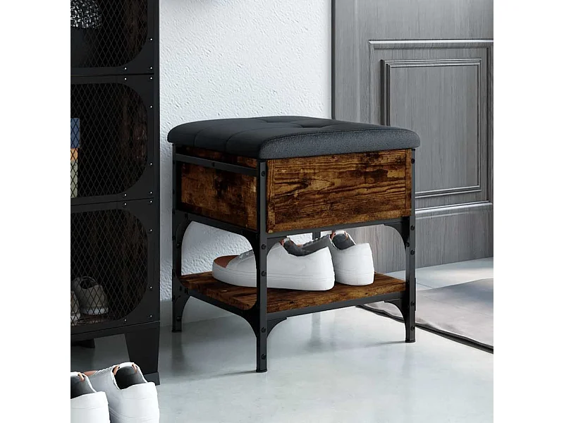 Banco sapateira 42x42x45cm derivados de madeira carvalho fumado