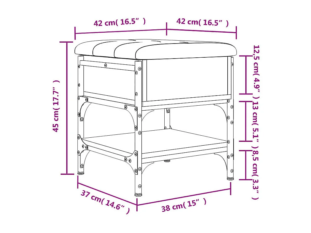 Schuhbank Braun Eichen-Optik 42x42x45 cm Holzwerkstoff