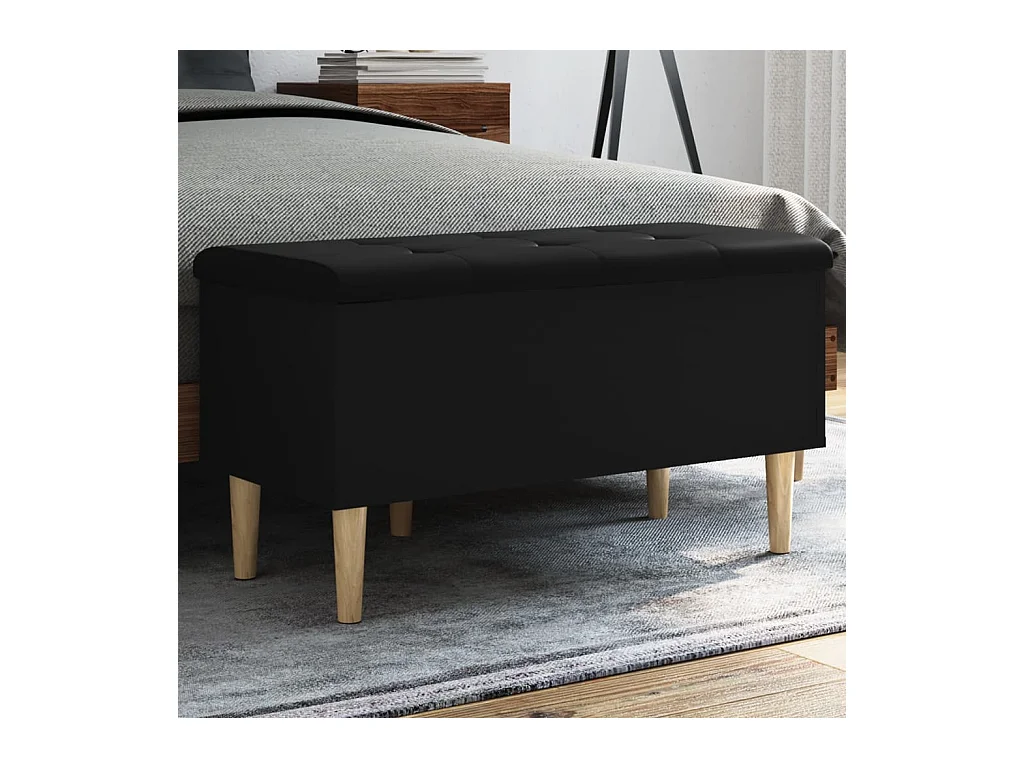 Banc de rangement noir 82x42x46 cm bois d'ingénierie