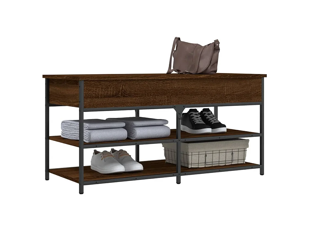 Zapatero madera de ingeniería marrón roble 100x42,5x50 cm