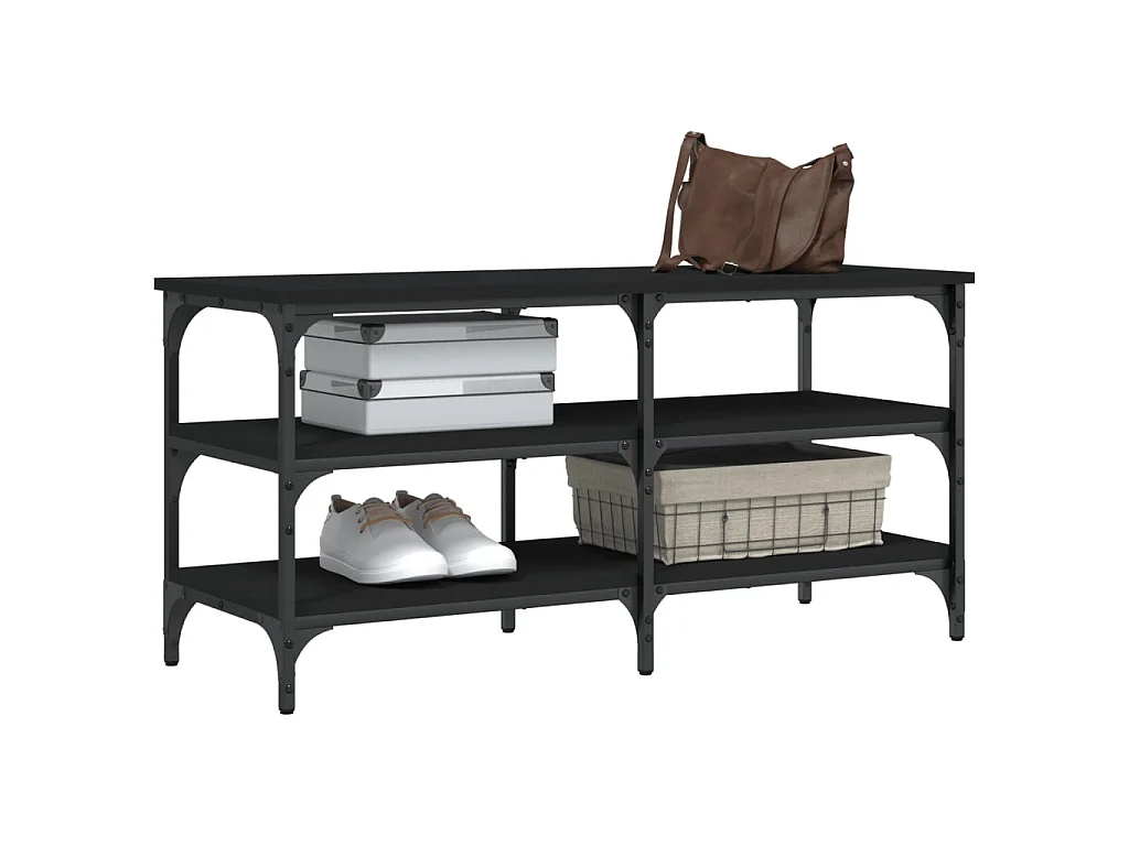 Schuhbank Schwarz 100x38,5x49cm Holzwerkstoff