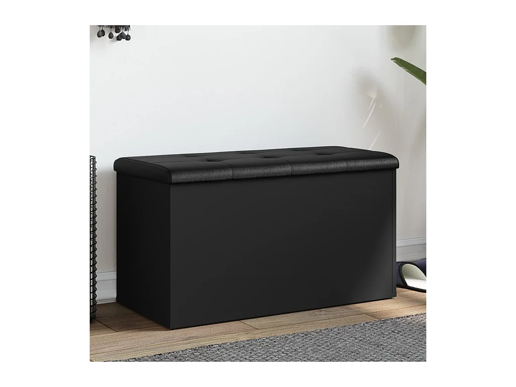 Banc de rangement noir 82x42x45 cm bois d'ingénierie