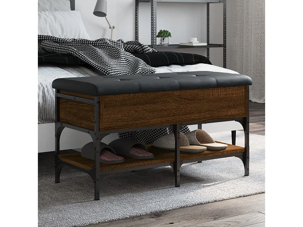 Banc à chaussures chêne marron 82x42x45 cm bois d'ingénierie