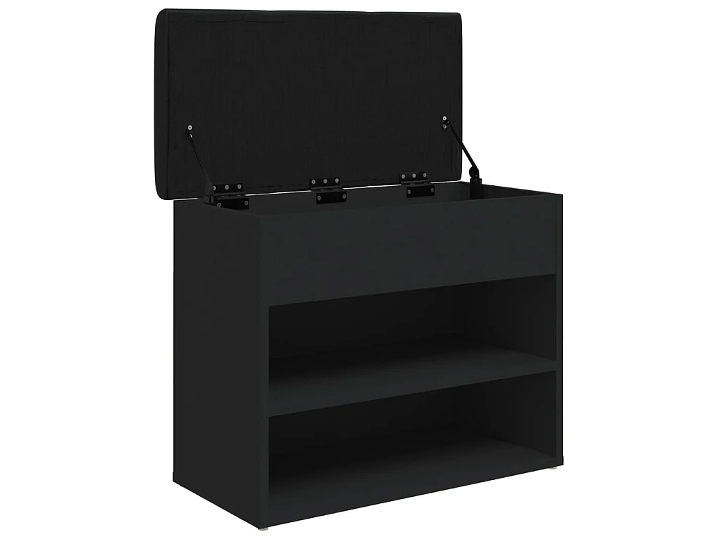 Banc à chaussures noir 62x32x50 cm bois d'ingénierie