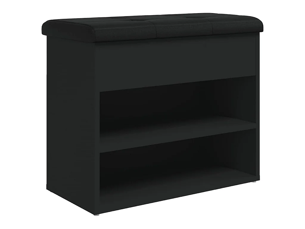 Banc à chaussures noir 62x32x50 cm bois d'ingénierie