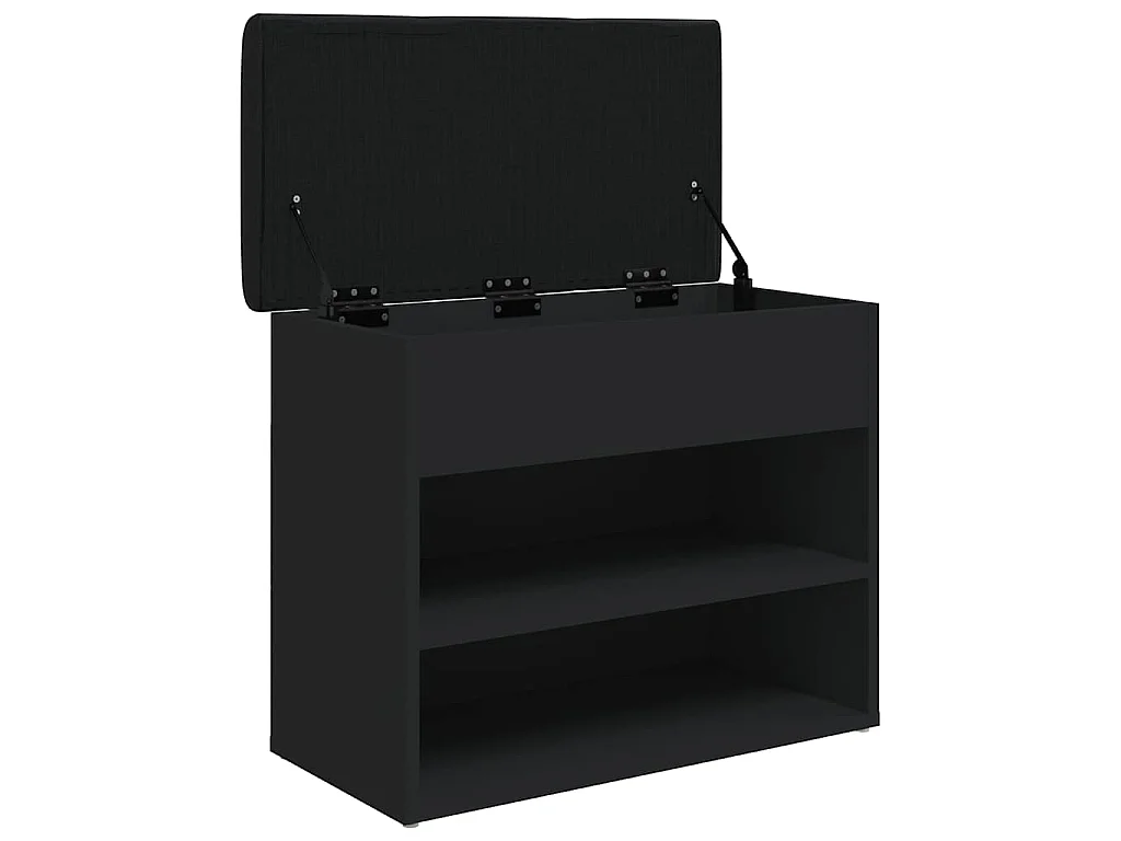 Banc à chaussures noir 62x32x50 cm bois d'ingénierie