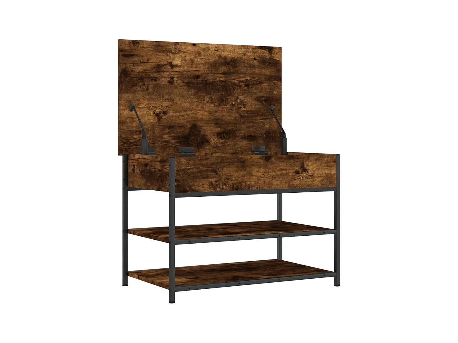 Schoenenbankje 70x42,5x50 cm bewerkt hout gerookt eikenkleurig